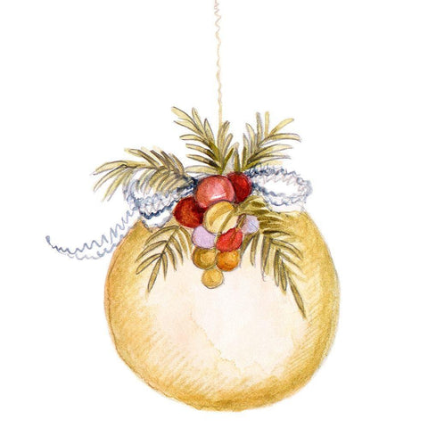Holiday Ornament I White Modern Wood Framed Art Print with Double Matting by Gaynor, Janice