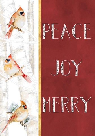 Peace Joy Merry White Modern Wood Framed Art Print with Double Matting by Gaynor, Janice