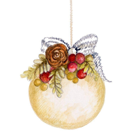 Holiday Ornament II Black Ornate Wood Framed Art Print with Double Matting by Gaynor, Janice
