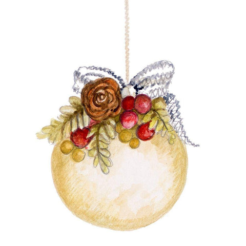 Holiday Ornament II Black Modern Wood Framed Art Print with Double Matting by Gaynor, Janice