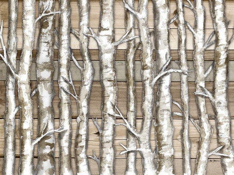 Light Birch Forest White Modern Wood Framed Art Print with Double Matting by Gaynor, Janice