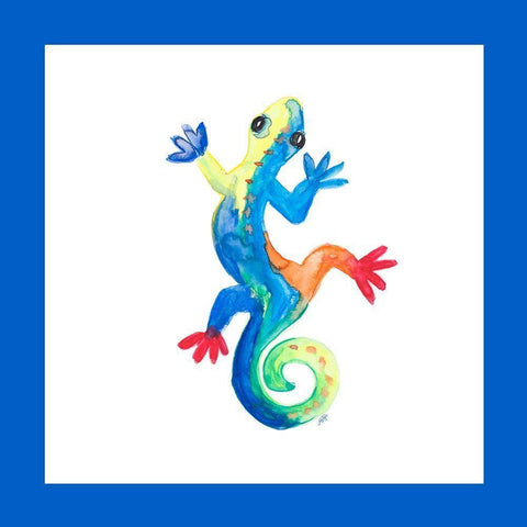 Watercolor Gecko Square I White Modern Wood Framed Art Print by DeRice, Julie