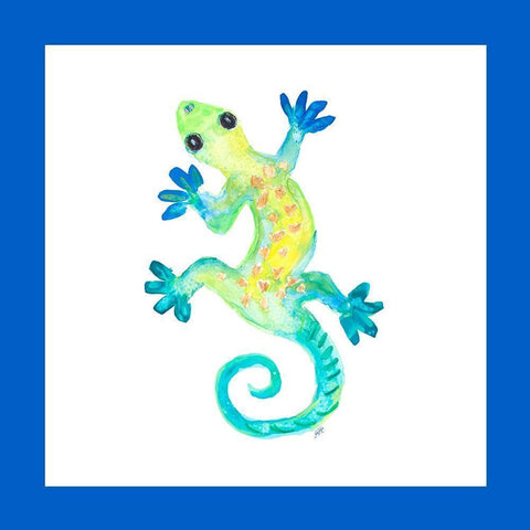 Watercolor Gecko Square II Black Modern Wood Framed Art Print by DeRice, Julie