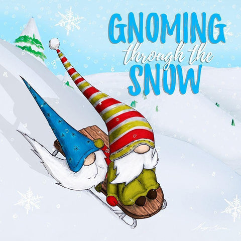 Ski Gnomes II Black Modern Wood Framed Art Print with Double Matting by Edwins, Hugo