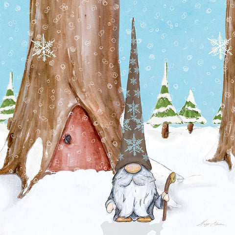 Winter Gnome IV Black Modern Wood Framed Art Print by Edwins, Hugo