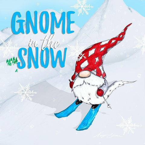 Ski Gnomes I Black Modern Wood Framed Art Print by Edwins, Hugo