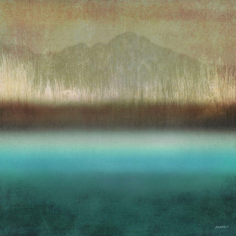Loon Lake In Teal I Black Modern Wood Framed Art Print with Double Matting by Meneely, Dan