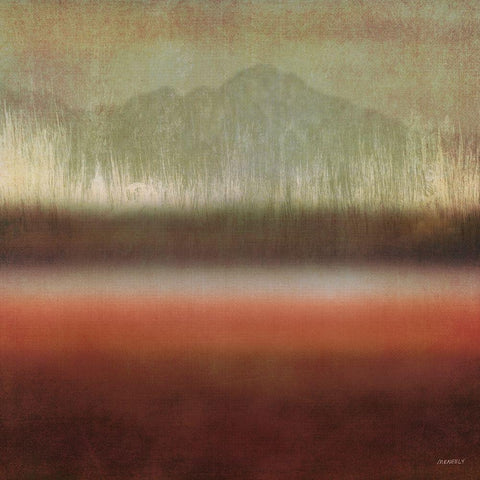 Loon Lake In Reds I Black Modern Wood Framed Art Print with Double Matting by Meneely, Dan