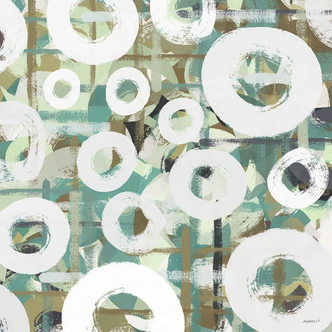 White Spheres II Black Modern Wood Framed Art Print with Double Matting by Meneely, Dan
