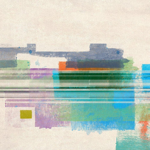 Summer Squares I Black Modern Wood Framed Art Print with Double Matting by Meneely, Dan