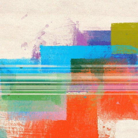 Summer Squares II Black Modern Wood Framed Art Print with Double Matting by Meneely, Dan