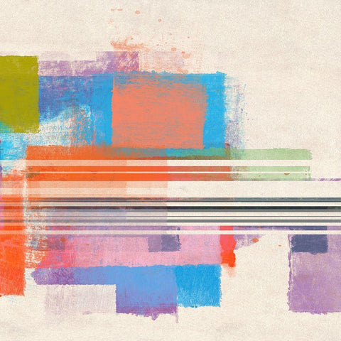 Summer Squares III Black Modern Wood Framed Art Print by Meneely, Dan