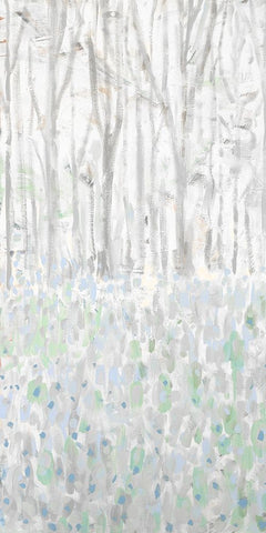 Birchwood Trees I White Modern Wood Framed Art Print with Double Matting by Meneely, Dan