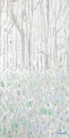 Birchwood Trees II White Modern Wood Framed Art Print with Double Matting by Meneely, Dan