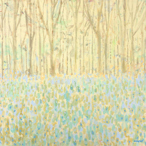 Yellow Birchwood Trees White Modern Wood Framed Art Print with Double Matting by Meneely, Dan