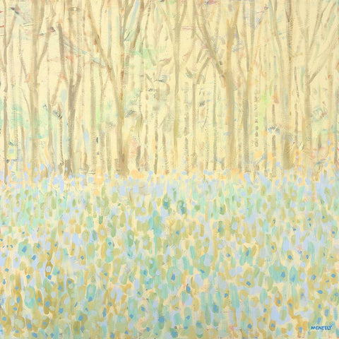 Yellow Birchwood Trees Black Modern Wood Framed Art Print with Double Matting by Meneely, Dan