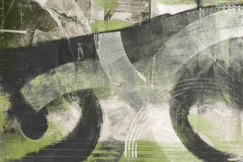 Summer Greens I White Modern Wood Framed Art Print with Double Matting by Meneely, Dan