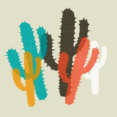 Modern Cacti I Black Ornate Wood Framed Art Print with Double Matting by SD Graphics Studio