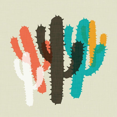 Modern Cacti II Black Modern Wood Framed Art Print by SD Graphics Studio