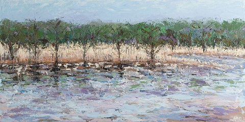 Near SThe Stream White Modern Wood Framed Art Print with Double Matting by Coolick, Ann Marie