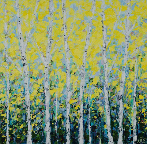 Yellow Birchwood White Modern Wood Framed Art Print with Double Matting by Coolick, Ann Marie