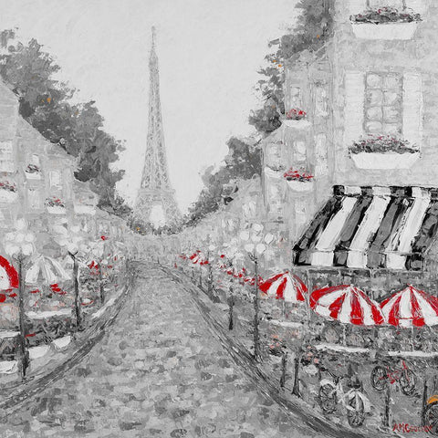 Splash of Red in Paris I Black Ornate Wood Framed Art Print with Double Matting by Coolick, Ann Marie
