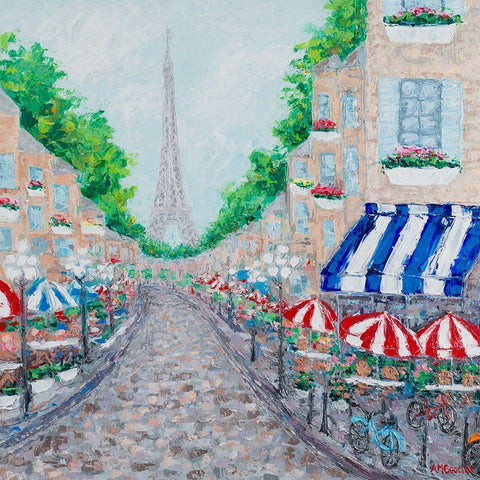 Paris On My Mind I White Modern Wood Framed Art Print with Double Matting by Coolick, Ann Marie