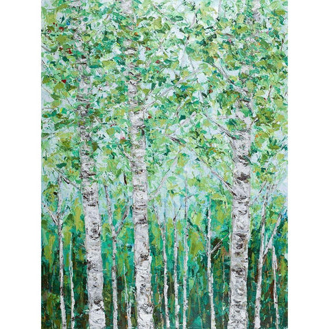 Green Birchwood I Black Modern Wood Framed Art Print with Double Matting by Coolick, Ann Marie