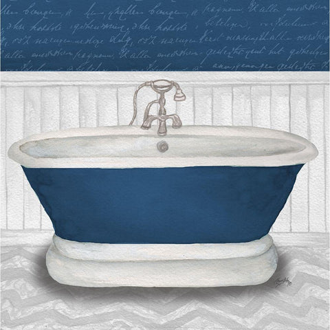 Deep Blue Nautical Bath I White Modern Wood Framed Art Print by Medley, Elizabeth