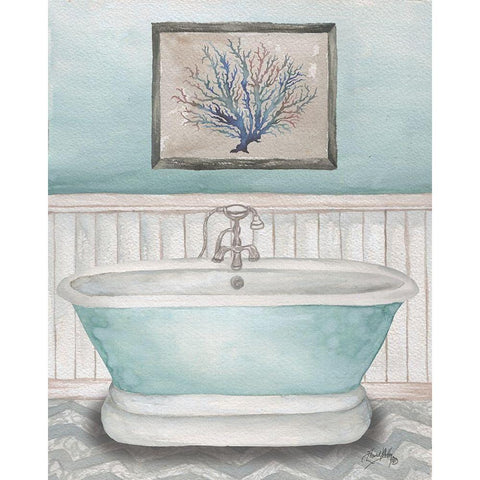 Nautical Bath I White Modern Wood Framed Art Print by Medley, Elizabeth