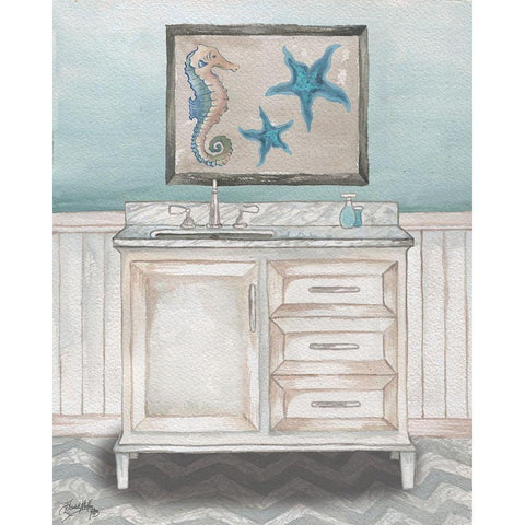 Nautical Bath II White Modern Wood Framed Art Print by Medley, Elizabeth