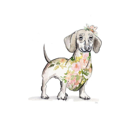 Happy Doggie Black Modern Wood Framed Art Print by Pinto, Patricia