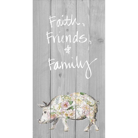 Faith Friends Family Black Modern Wood Framed Art Print with Double Matting by Pinto, Patricia