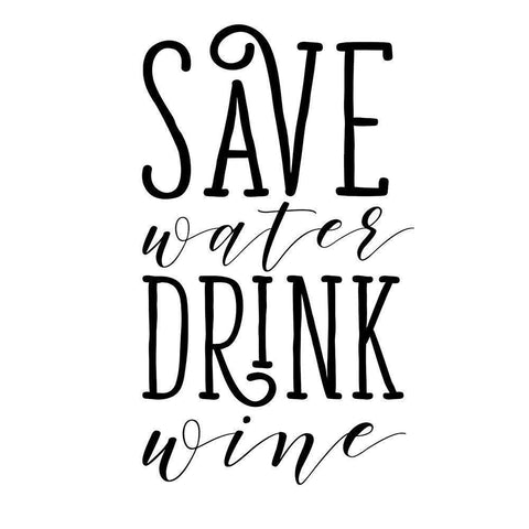 Save Water Drink Wine Gold Ornate Wood Framed Art Print with Double Matting by SD Graphics Studio