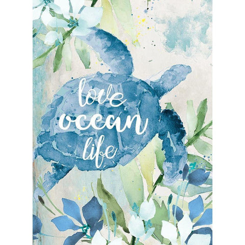 Watercolor Sea Turtle Love Ocean Life White Modern Wood Framed Art Print by Loreth, Lanie