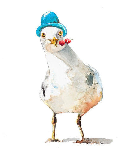 Silly Seagull White Modern Wood Framed Art Print with Double Matting by Pinto, Patricia