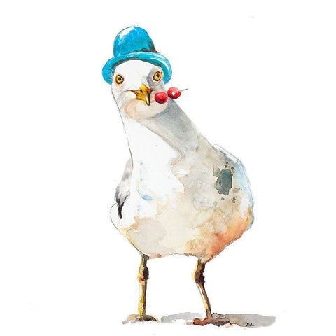 Silly Seagull White Modern Wood Framed Art Print by Pinto, Patricia