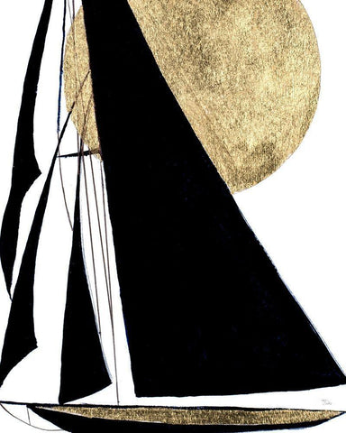 Midnight Black Sailing White Modern Wood Framed Art Print with Double Matting by Pinto, Patricia