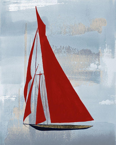 Smooth Sailing Black Ornate Wood Framed Art Print with Double Matting by Pinto, Patricia