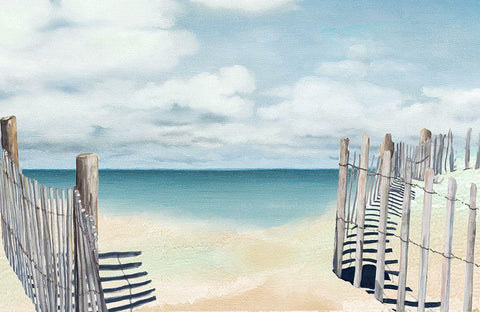 Beach Posts White Modern Wood Framed Art Print with Double Matting by Pinto, Patricia