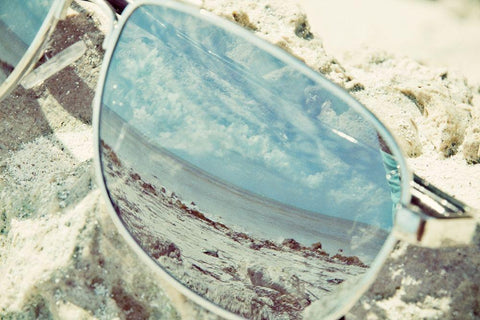 Sunglass Reflection Black Ornate Wood Framed Art Print with Double Matting by ODell, Debbie