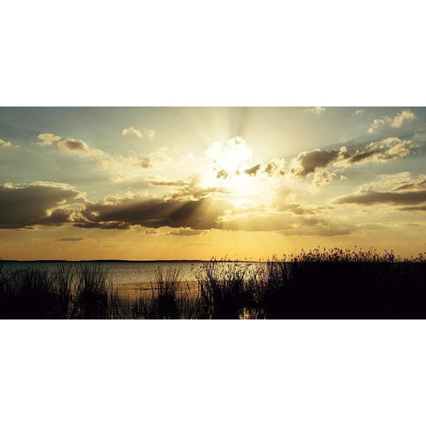 Sunset Over Water Black Modern Wood Framed Art Print with Double Matting by ODell, Debbie