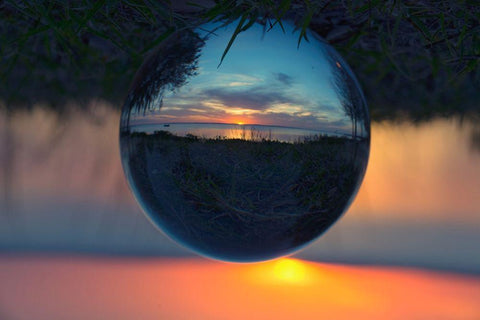 Sunset Droplet View White Modern Wood Framed Art Print with Double Matting by ODell, Debbie