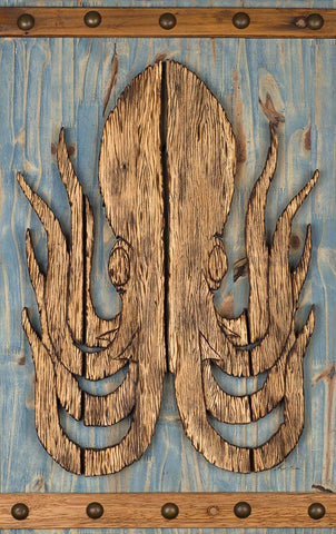 Driftwood Octopus White Modern Wood Framed Art Print with Double Matting by Edwins, Hugo