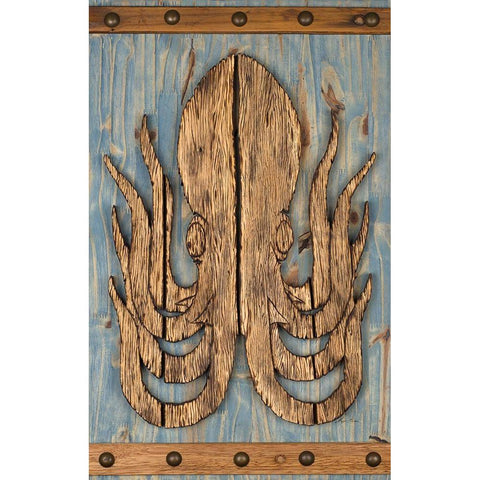 Driftwood Octopus Black Modern Wood Framed Art Print with Double Matting by Edwins, Hugo