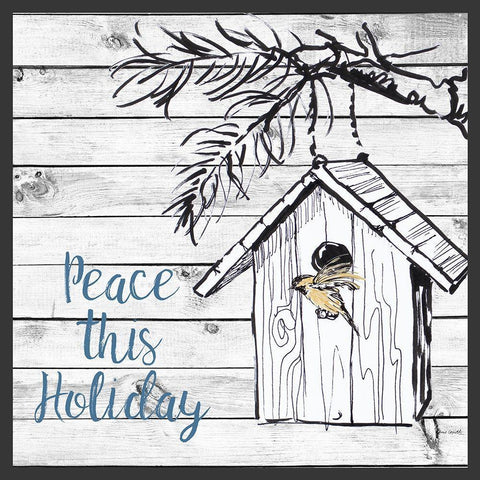 Peace this Holiday Gold Ornate Wood Framed Art Print with Double Matting by Loreth, Lanie