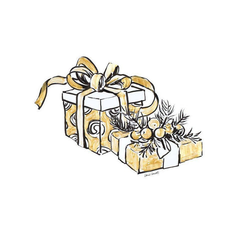 Gift Wrapped I Gold Ornate Wood Framed Art Print with Double Matting by Loreth, Lanie