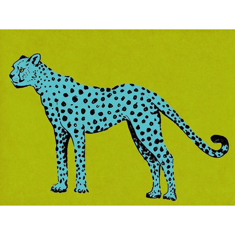 Cheetah on Green White Modern Wood Framed Art Print by Pinto, Patricia