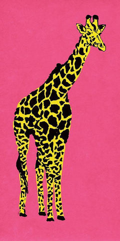 Giraffe on Pink White Modern Wood Framed Art Print with Double Matting by Pinto, Patricia