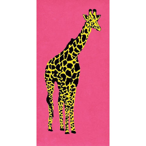 Giraffe on Pink Gold Ornate Wood Framed Art Print with Double Matting by Pinto, Patricia